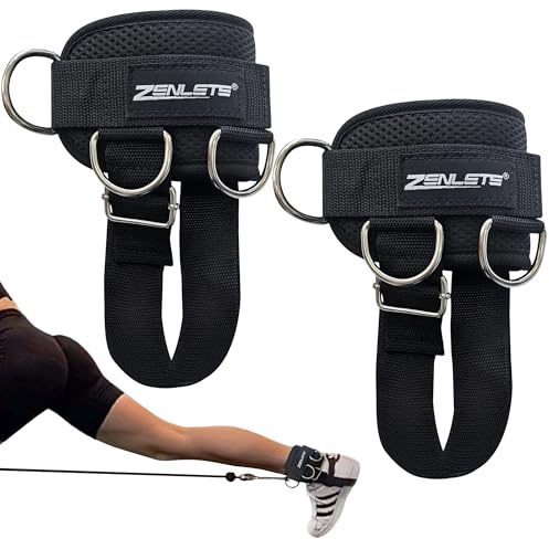 2er Fußschlaufen Kabelzug mit Karabiner, 5 D-Ringe & Ankle Straps Fußband