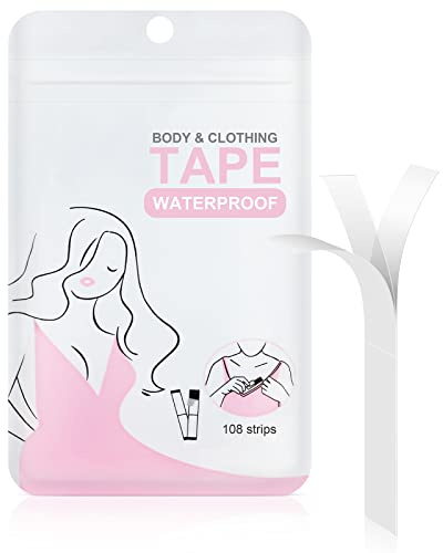 flintronic 108 Pièces Fashion Body Tape, Double Face Ruban Adhésif pour Le Corps, Invisible Fashion Beauty Tape Ruban Adhésif pour Vêtements Robe Secret Bra (85 * 12mm) | Invisible Fashion Beauty Tape, Ruban de Beauté Invisible Double Face pour la Peau et les Vêtements (85 x 12mm)