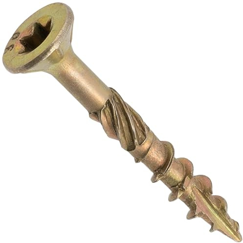 AERZETIX - Lot de 100 Vis à Bois Ø4x30 mm à Tête Fraisée - à Empreinte Étoile T20 - en Acier Zingué - Menuiserie Contreplaqué Aggloméré Mélaminé Terrasse Panneaux Chevrons Bastaings