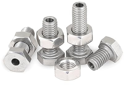 10Satz. M6×20mm【Hole 3.2mm】 304 Edelstahl Außenhexagon Hohlschrauben Whit Muttern Durchgangslochschraube