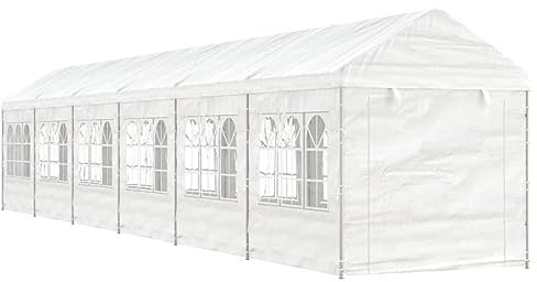 ARKEM Pavillon mit Dach Weiß 13,38x2,28x2,69 m Polyethylen Garten Pavillion Party Zelt Grillpavillon Winterfest