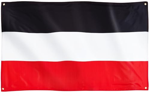 Runesol Deutsche Reichsflagge, 91 x 152 cm, 4 Ösen, eine in jeder Ecke, dreifarbig, Deutsches Wappen, Deutscher Adler, Premium Fahne für drinnen und draußen, satte Farben, German Empire