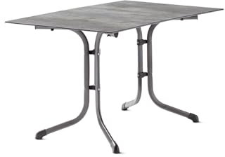 möbelando Klapptisch >Boulevard< in Beton hell, Polytec® - 120x73x80cm (BxHxT)