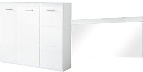 Germania 2-TLG. Garderoben-Set 8543-84 GW-Adana in Weiß, mit Hochglanz Fronten, 134 x 200 x 36 cm (BxHxT)