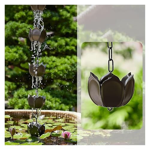 WEITINGKKK Regenketten für außen,Regenfänger, Dachrinne aus Kunststoff, Gartenornament, Lotusbecken for starken Regen, außerhalb des Tempelhofs, Dachtraufen-Entwässerungsketten