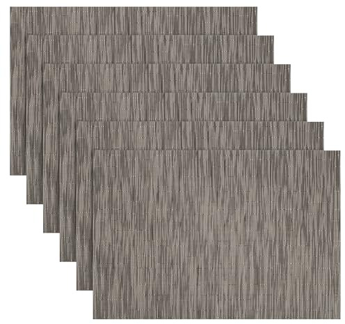 KELIODY Tischsets Platzsets für 6, hitzebeständige und abwaschbare Untersetzer, Tischunterlage, Arbeitsplatte-Schutz für Kaffee-Maschine, Outdoor, Party, Dinning, Festival (30 * 45cm Grau)