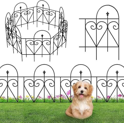 Clôture de Jardin en Métal, Lot de 10 Clôtures D'étang, Clôture à Planter à emboîter, 61 cm (H) x 43 cm (L), clôture en Fer forgé antirouille pour Parterre de Fleurs