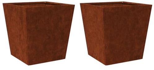 vidaXL Pflanzkübel 2 STK., Blumenkübel mit Boden, Pflanzkasten Pflanztopf für Garten Balkon Terrasse, Blumentopf Pflanzgefäß Blumenkasten, Wetterfester Stahl