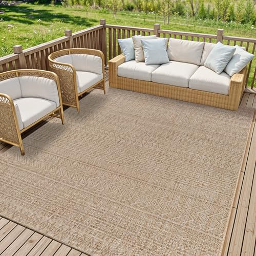 Livabliss Mimi Altea Indoor Outdoor Rug, Boho – 200x275 cm, Beige & Brown