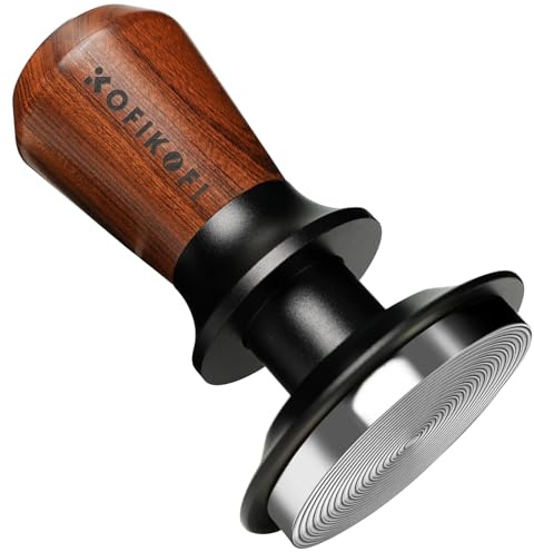 KOFIKOFI 58mm Kaffee Tamper mit Doppelfeder 30lbs Anpressdruck Kaffeemehlpresser Base Ripple Kaffee Tamper 304 Edelstahl kaffeestampfer Espresso Zubehör für 58mm Siebträger