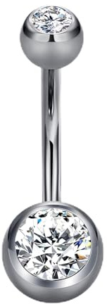 Rajnard Bauchnabelpiercing Titan 6 8 10 12 14mm Stablänge Silber Banane Barbell Set 14g Herz Hängend Bauchnabel Piercing Schmuck