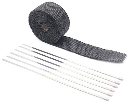 Bande Thermique Echappement 5 10 15m Tableau Thermique Tuyau d'échappement Ruban adhésif résistant à la Chaleur avec Liens d'acier Voiture Moto Racing Ruban Isolant Thermique(10M Black)
