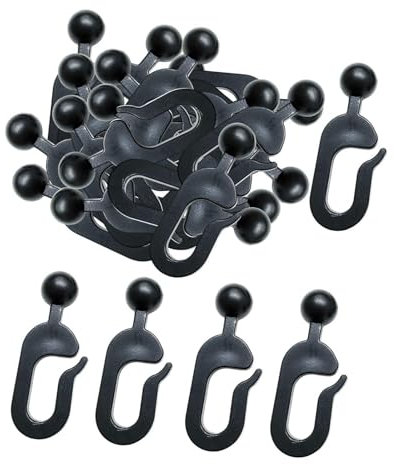 perfk 56 Pezzi Ganci per Tende da Gazebo, Ganci per Tende da Sole in Polipropilene Nero, Anelli E Ganci Antiruggine per Tende da Doccia, Tende per Finestre, Progetti Fai da Te