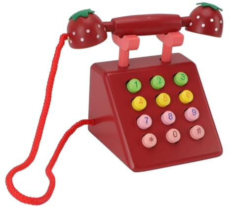 Dilwe Holzspielzeugtelefon Taten vor, Dass Ein Holzmobiltion Spielzeug für mit Buchenholzmaterial für das Interaktive Lernen von Familienbindung Gespielt Wird (Rot)