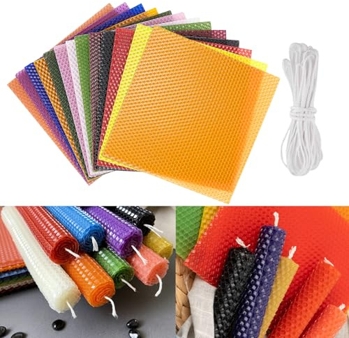 Stampo Per Fogli Di Cera D'api24 Pezzi 20 * 20CM Stampo Per Pressa In Cera D'api,Fogli Di Cera D'api Naturale Con 24 Stoppino,Beeswax Sheet Mold Per Candele Che Fanno,DLY