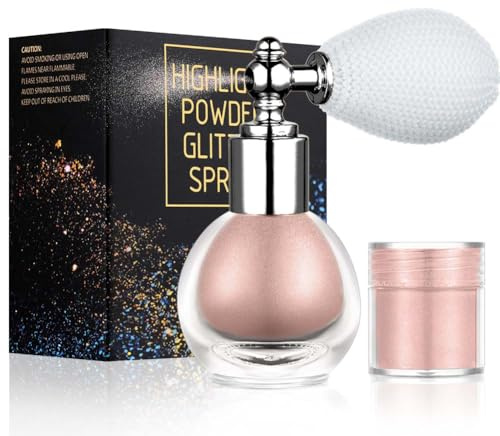 ALIIP Paillettes de Corps, Paillettes Poudre Spray, Poudre Libre Spray Scintillant, Spray Chatoyant pour Le Corps, Spray De Poudre Paillette pour Visage, Corps, Cheveux, Halloween, Fête, Noël, Rose