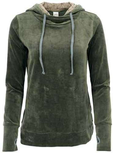GURU SHOP Nicki-luvtröja, mjuk huvtröja, sammetströja, dam, syntetisk, kaki, 36