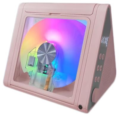 Lettore CD portatile da tavolo con Bluetooth, lettore CD musicale multifunzionale, sistema di altoparlanti HIFI ricaricabile da 4000 mAh 2 * 5 W, con USB, AUX, telecomando(Pink)