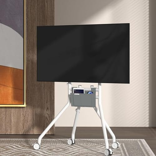 Soporte de Suelo para TV LCD - Colgador de TVs - Carro móvil con Ruedas para televisores LED OLED de Pantalla Plana y Curva de 50 a 100 Pulgadas(White)