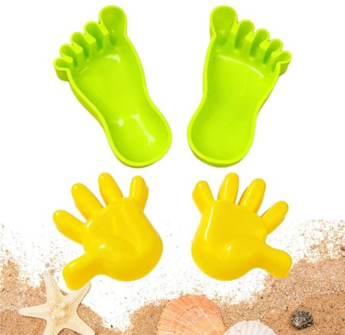 Sandformar Strandlekset Resvänligt Hand-Öga-Koordinationsspel | Strandleksak med Jättefotavtryck och Handavtryck Lämplig för Förskolebarn Pojkar och Flickor Lekpark Förskola Sommarläger