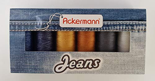 ACKERMANN® Jeans Nähgarnset Farben Mix Stärke 80, 6x 150m, Jeansgarn