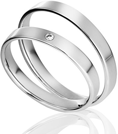 JC Eheringe Verlobungsringe Trauringe Freundschaftsringe Silber 925 Sterling * inkl. GRATIS Etui und Zirkonia Steine Profil2