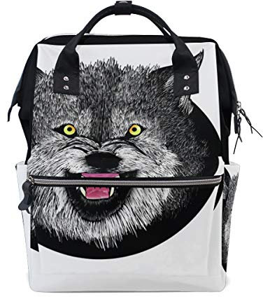 MONTOJ Wolf and Rose Canvas Reisetasche Campus Rucksack One Size 2