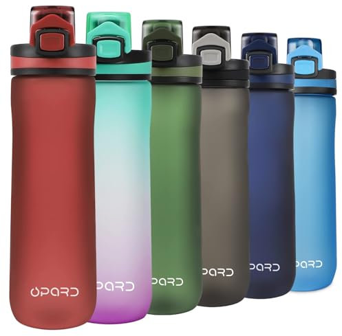 Opard Sports Water Bottle, 600ml BPA Free Non-Toxic Tritan Plastic Drinking Bottle with Leak Proof Flip Top Lid for Gym, Outdoor, School, Work