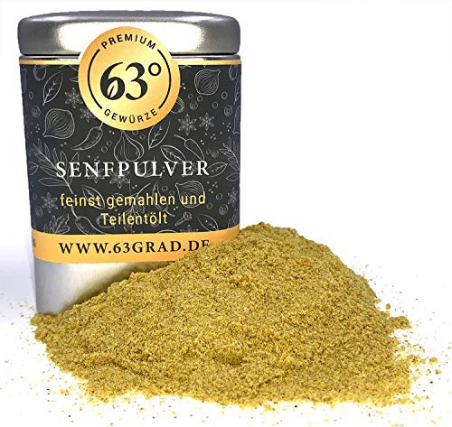 63 Grad - Senfpulver - Senfmehl 100% naturrein aus Senfkörnern, Senfsaat schonend getrocknet und gemahlen, natürlich ohne Zusätze (80g)
