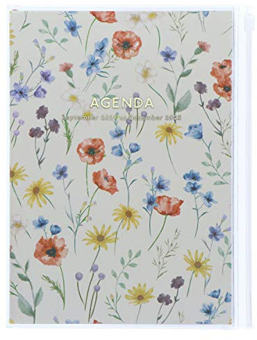 MARK'S 2021/2022 Taschenkalender A5 vertikal, Flower Pattern // Ivory: Von September 2021 bis Dezember 2022