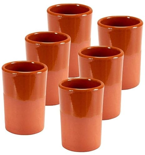 Annastore 6 x Weinbecher aus Ton 250 ml - Mittelalter Trinkbecher