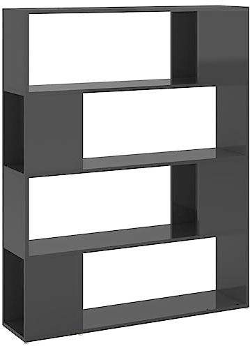 vidaXL Bücherregal Raumteiler Standregal Wandregal Bücherschrank Bürorregal Regal Aktenregal Aufbewahrung Raumtrenner Hochglanz-Grau 100x24x124cm
