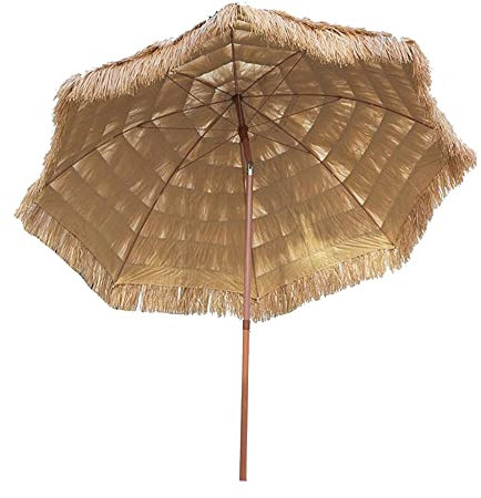 XPGEREP Parasol Inclinable Hawaii Parasol, Parasol de Plage Hawaïen Parasol Ombrelle Paille Jardin Terrasse Extérieur Parasol Paille/Diameter 2.4m / Height 2.1m