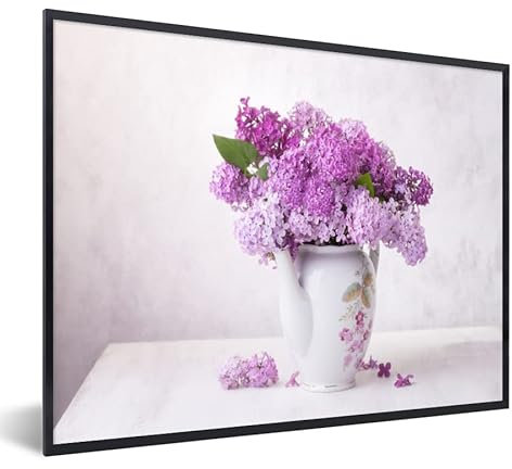 MuchoWow Poster Bilder Wanddeko Deko Wohnzimmer 80x60 cm Flieder - Stilleben - Blätter