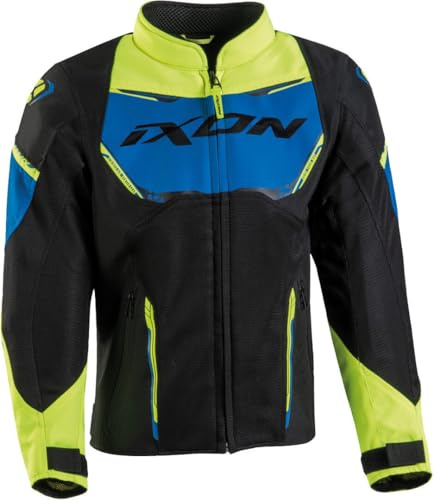 Ixon Striker Air Veste textile de moto pour enfants Noir/Bleu/Jaune 12 ans