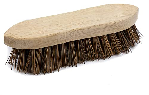 Wooden floor scrubbing brush Natural Basine Stiff Bristle Brush Hand Scrubbing Brush Wooden Scrubbing Brush Heavy Duty Home or Office Use Brush (Pack of 1)