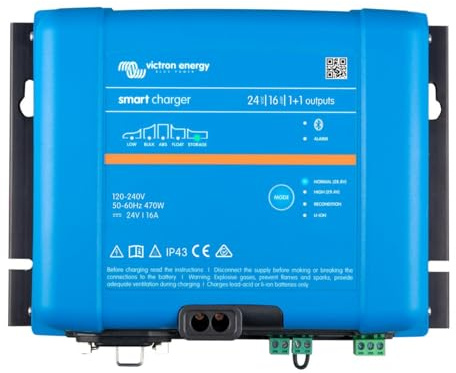 Victron Energy Smart IP43 24-Volt 16 Amp 120-240VAC (1+1) Output Batterie Ladegerät, Bluetooth