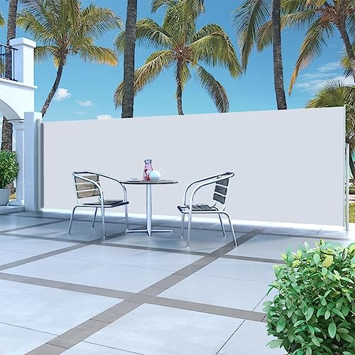 WIFESE Toldo Lateral Retráctil 160x500 cm Crema Toldo Horizontal Exterior Cortavientos Separador Terraza Exterior Toldo para Patio Balcón Jardín Elegante Y Sencillo