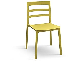PAZZO DESIGN Sedia Luca, Set Da 4, Giallo, Polipropilene, Cucina, Sala Da Pranzo, Giardino, Impilabili - id_1967