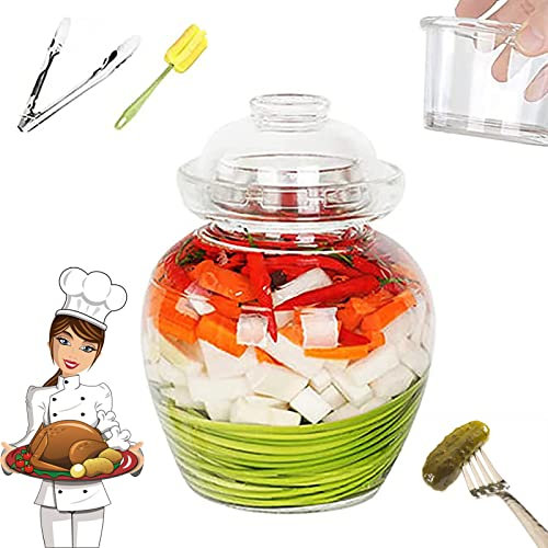 OCAZI Clear Glass Jar Fermenting Jars Sealed Pickling Jar Kimchi Containers with Lids, Thicken Fermentation Jar Good Air Tightness Pickle Jar for Pickling Vegetables/Wine Brewing 5L