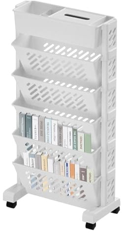 Mobiles Bücherregal, 6-lagiger Aktenwagen Mit Rollen-Organisationsregal, Mobiles Bücherregal, Drehbares, Abnehmbares Praktisches Rollendes Organisationsregal, Aufbewahrungswagen Mit Großer Kapazität