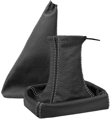 Schaltsack für Opel Tigra (B) Twintop Set mit Handbremsmanschette - Bj. 2004-2009 - Schwarz Grau - Schaltmanschette Manschette für Schaltung & Handbremse Handbremssack Echtleder A0020-2