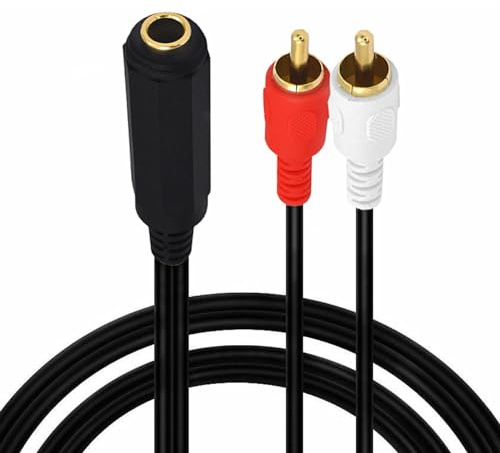 HUHANGGod 6,35 mm auf Cinch-Splitterkabel, vergoldete 6,35 TRS-Buchse auf 2 Cinch-Stecker, Stereo-Audio-Adapterkabel, 25 cm. (1.5 meter)