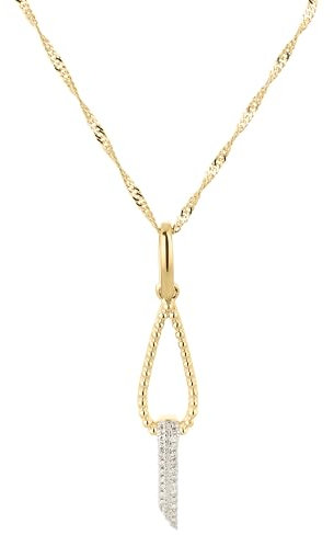 Ardeo Aurum Damen Schmuck-Set aus 375 Gold Gelbgold mit 0,03 ct Diamanten Brillanten Anhänger Singapurkette 45 cm