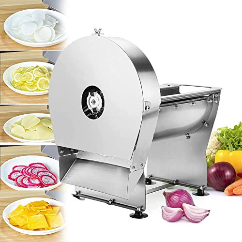 Affettatrice elettrica per frutta e verdura, affettatrice per verdure commerciale Affettatrice per frutta commerciale regolabile in acciaio inossidabile da 0-10 mm per limone, patate, cipolla, aglio.