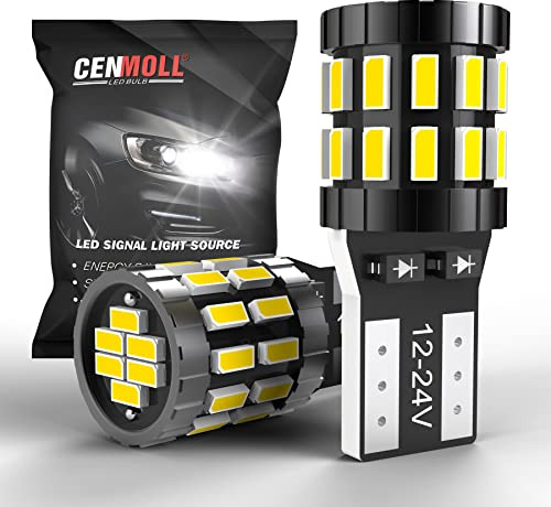 Cenmoll T10 W5W Lampadina a Led, Lampadine per Luci Interne a Led per Auto Super Luminose per Luci di Lettura Interne per Auto Luci Targa Luci di Cupola Luci Laterali Bianche, Confezione da 2