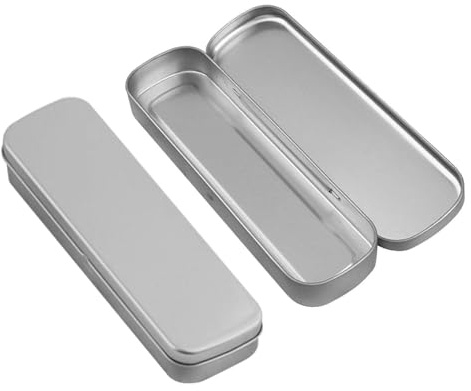 Tunt pennfodral i metall 2 delar, minifodral för penslar och pennor