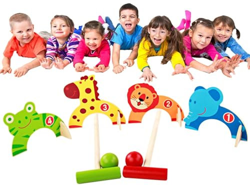 Generisch Krocket-Spielset für Kinder, Tier-Krocket-Spiele - Krocketspiel aus, interaktives Spielzeug - Pädagogische Rasenpartyspiele für 2+ Spieler, Indoor-Outdoor-Kinderspaß