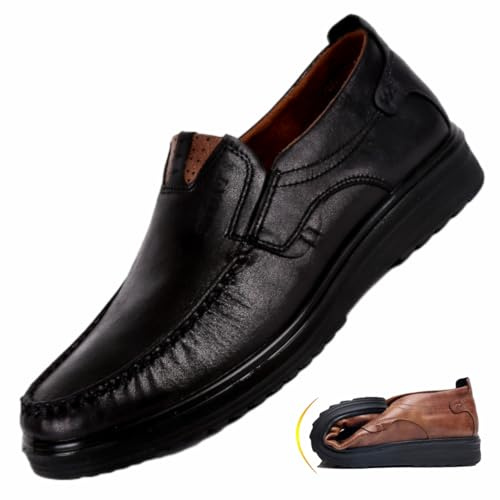 WINDEHAO Mocasines ligeros de piel auténtica para hombre, informales, de negocios, mocasines para hombre, mocasines de conducción de cuero para hombre (negro, 42 EU)