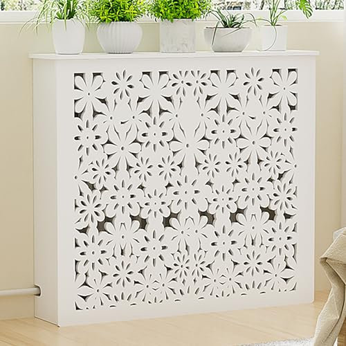 SXSYTR Cubreradiadores Modernos, Madera De Tablero De Fibra De Densidad Media Pintada En Blanco, Cubre Radiador De Láminas Moderno Y Elegante para La Casa(100 * 100 * 15cm/39.4 * 39.4 * 6in)